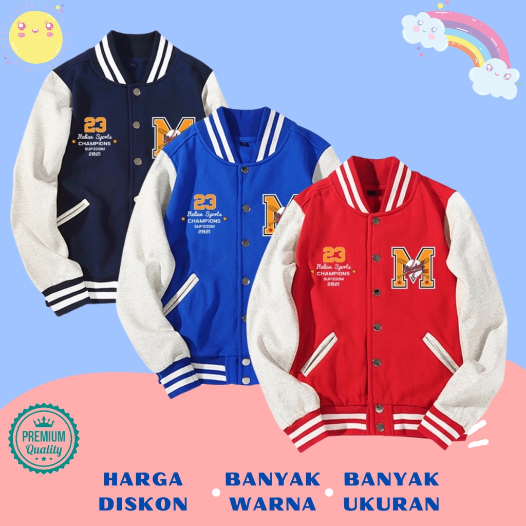 Switer Hoodie Varsity Jacket Jaket Baseball Anak Kids Remaja Dewasa Model Unisex Laki Laki Perempuan