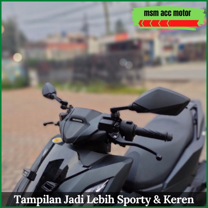 Spion Vario 160 Model Ducati Carbon Tangkai Pendek Kaca Putih