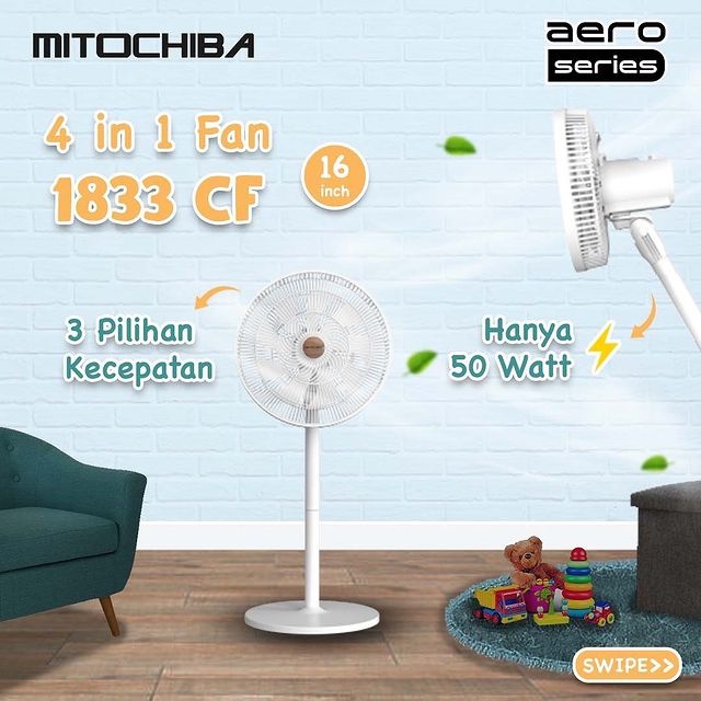 MITOCHIBA Kipas Angin 4 in 1 Aero Series 1833 CF Berdiri - Meja - Dinding - Lantai  - 16&quot;