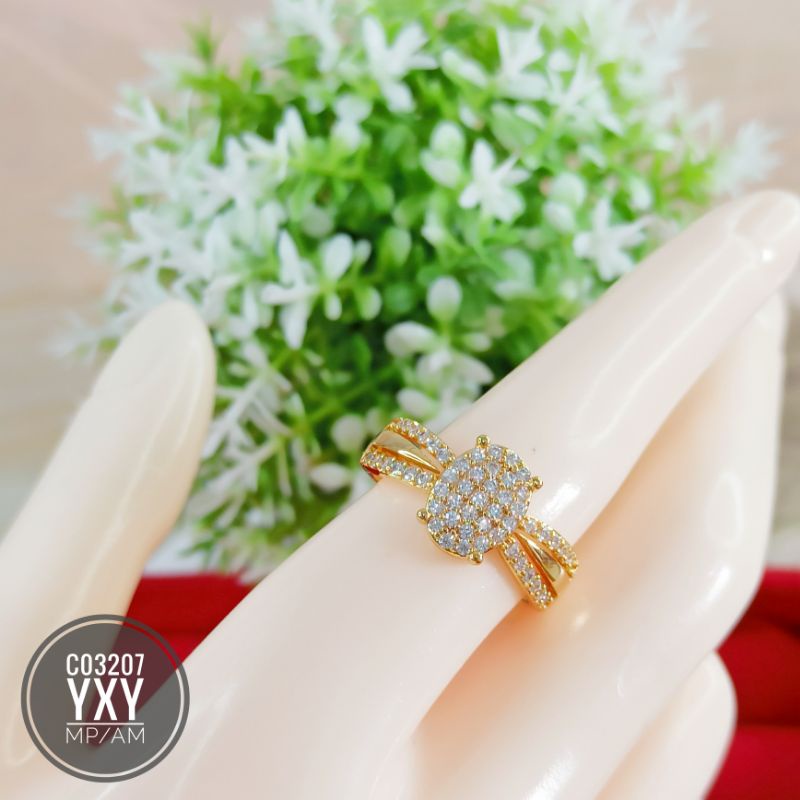 Cincin yaxiya permata zircon gold C03207