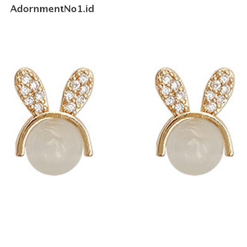 [AdornmentNo1] Trendi Lucu Bunny Sleek Opal Feminia Earring Elegan Anting Mungil Anting Gaya Anting Kreatif Eardrop Perhiasan Berkualitas Tinggi Eardrop Romantis Feminia Aksesoris [ID]