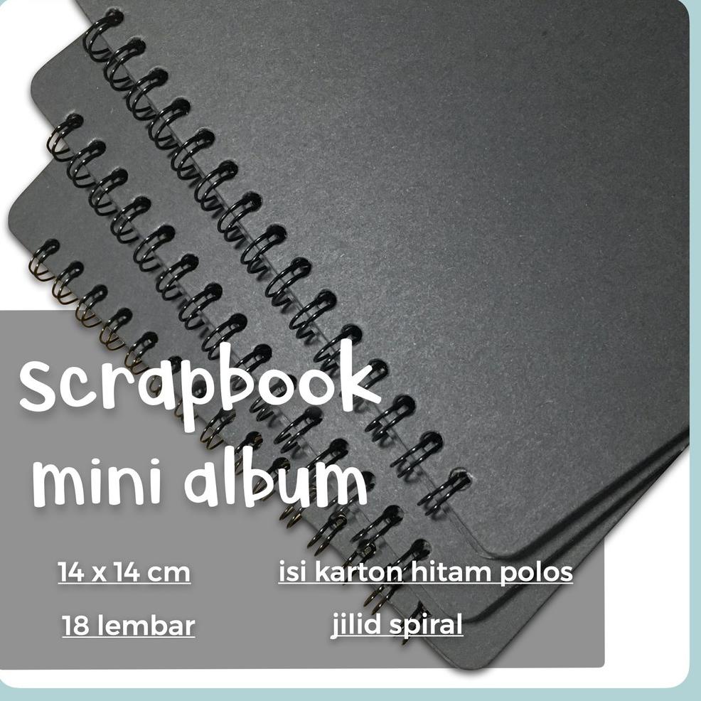 

[Q77] scrapbook mini photo album black hitam rounded square kotak by tat tet tot ehend