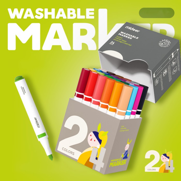 

Terlaris ✨ -Mideer Washable Marker 24 pcs mainan spidol bisa di hapus untuk anak - 24 Pcs- 2.1.23