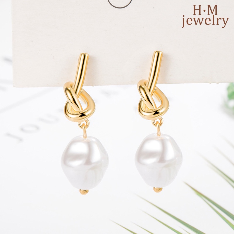 Anting Mutiara Barok Retro2023Terbaru Cahaya Mewah Temperamen Tekuk Dan Hitches Earrings