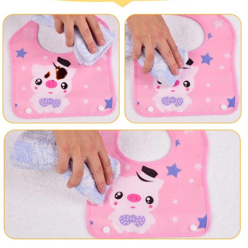 HK Celemek Bib Slabber Makan Bayi Dengan Tadah Platik Silicon Anti Air