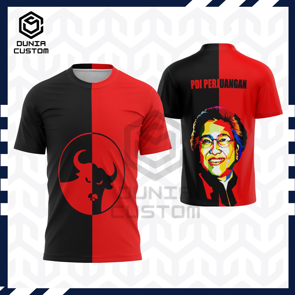 Kaos Baju T-Shirt Partai PDI Perjuangan Fullprint - Kaos Baju Tshirt PDIP - PUAN MAHARANI MEGA PDIP 