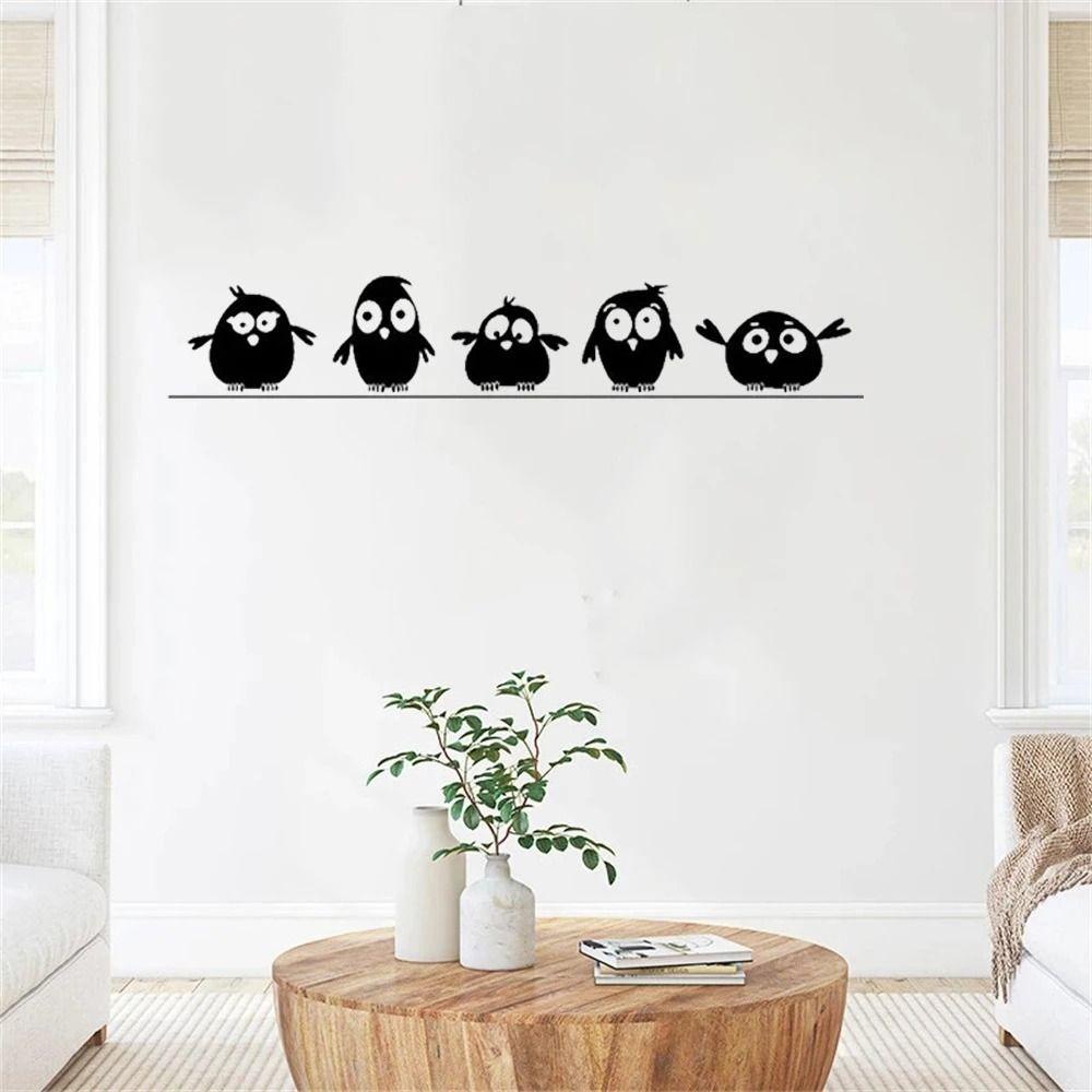 Agustina Burung Stiker Mudah Digunakan Serbaguna Lima Birdies 3D DIY Dekorasi Rumah Ramah Lingkungan Kamar Tidur Untuk Kamar Anak Latar Belakang Dinding Art Decals