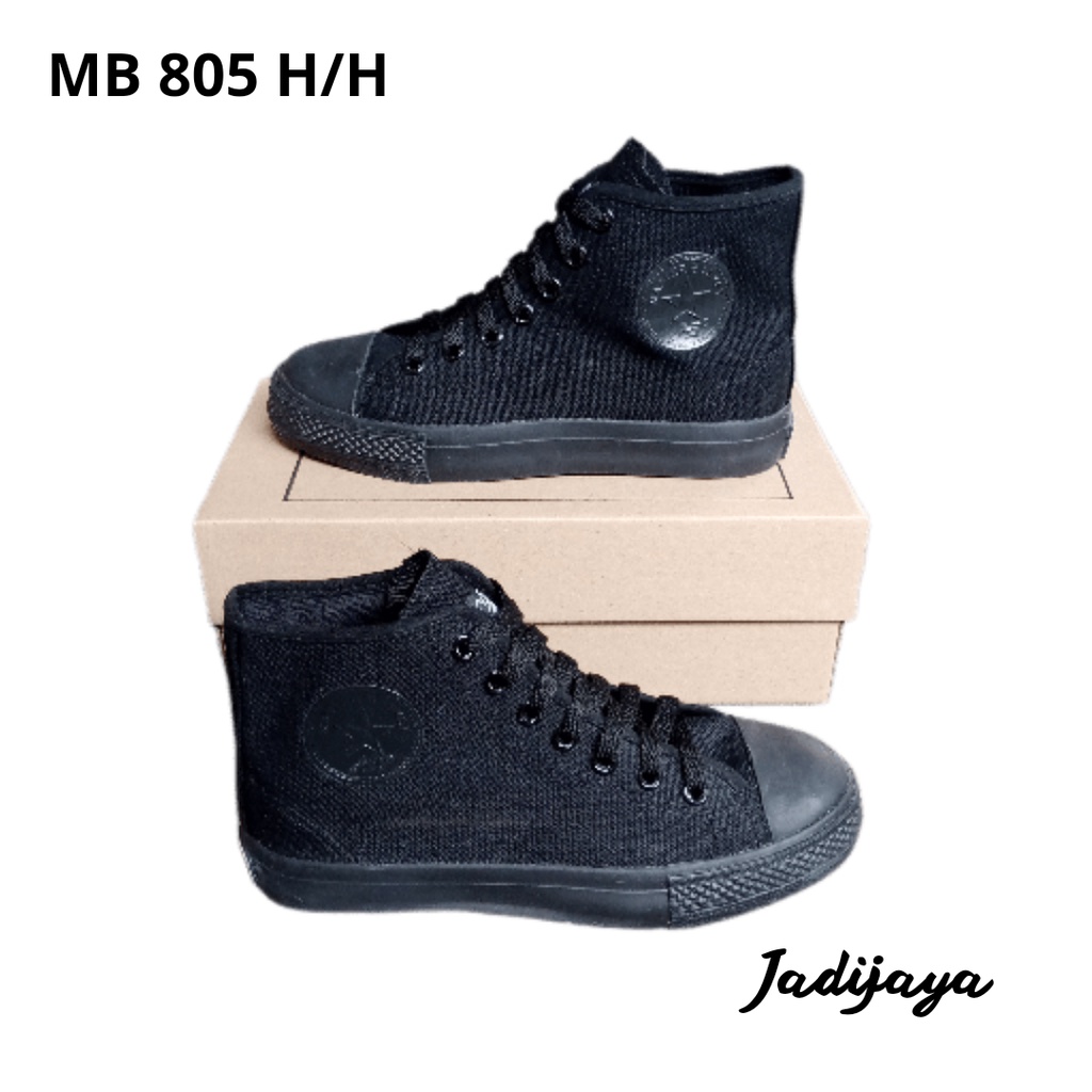 Sepatu Canvas NB New Basket 805 All Black Tinggi