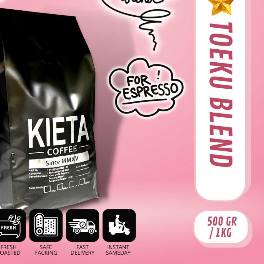 

✸ 1kg Biji Kopi TOEKU Blend 100% Arabika untuk Kopi Susu ☟