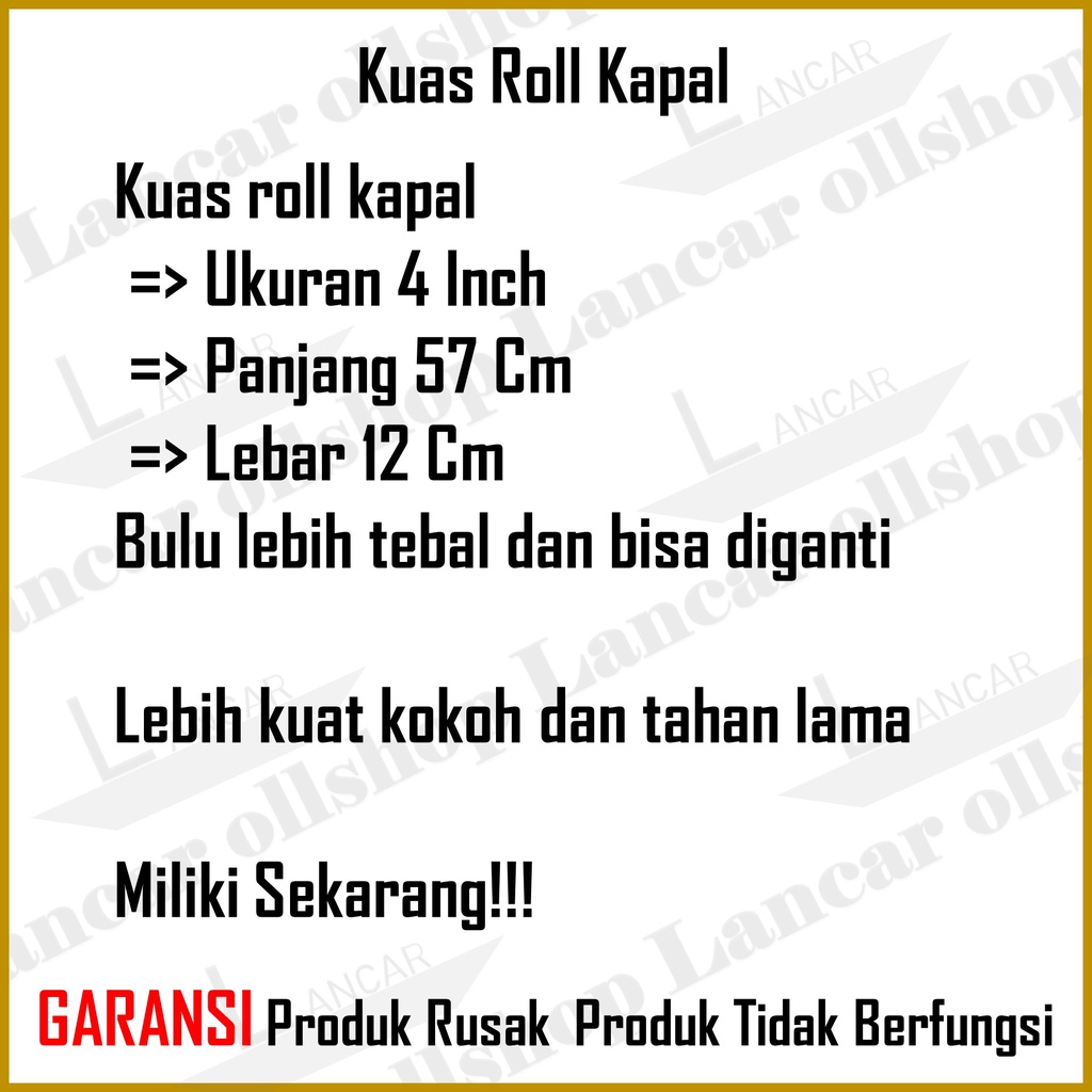 Kuas Roll Kapal Kecil 4 inch Kuas Rol Kapal Cat Kecil Gagang Panjang Bulu Kuas Roll Tebal