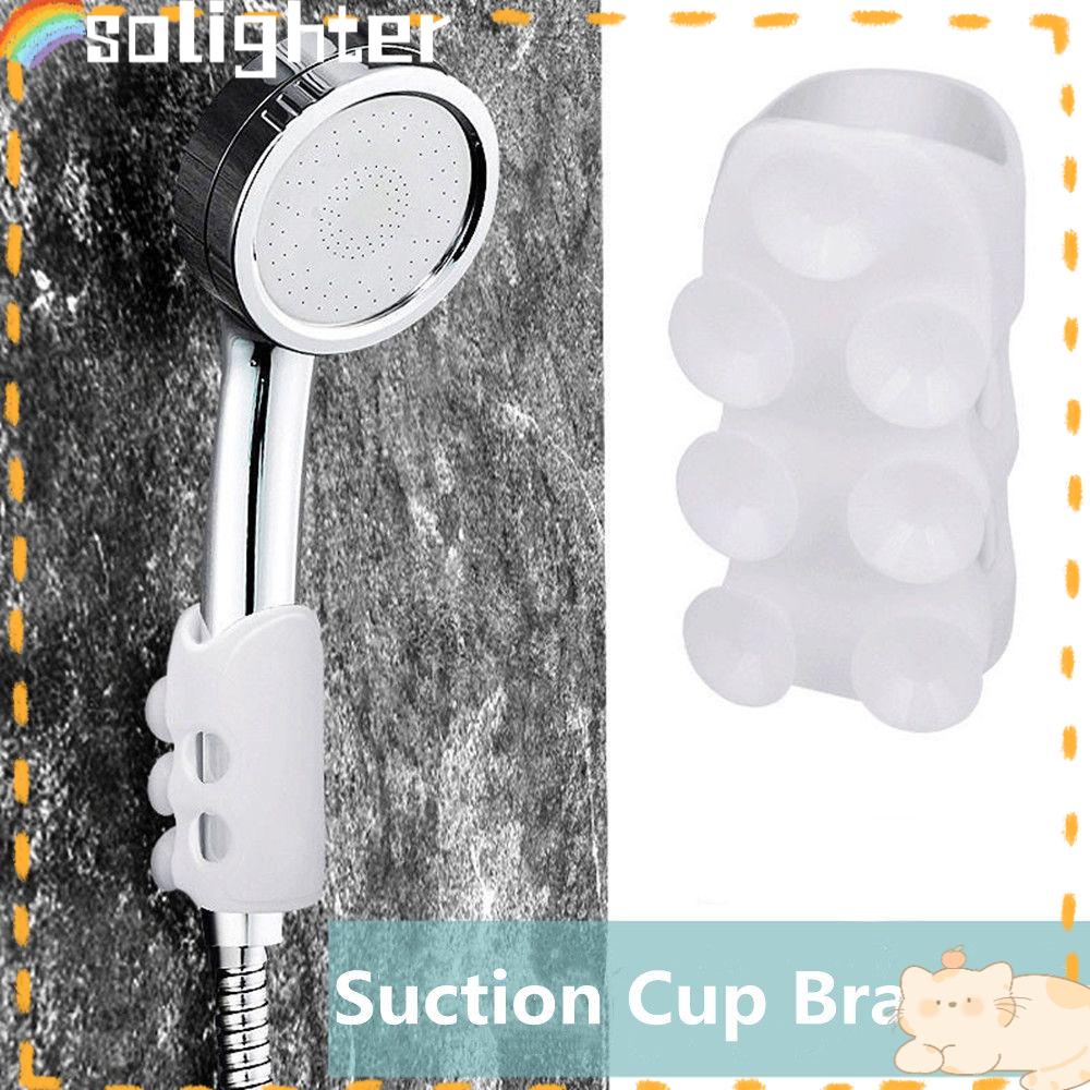 Solighter Shower Head Holder Vakum Kuat Dapat Digunakan Kembali Aksesori Kamar Mandi Adjustable Braket Silikon