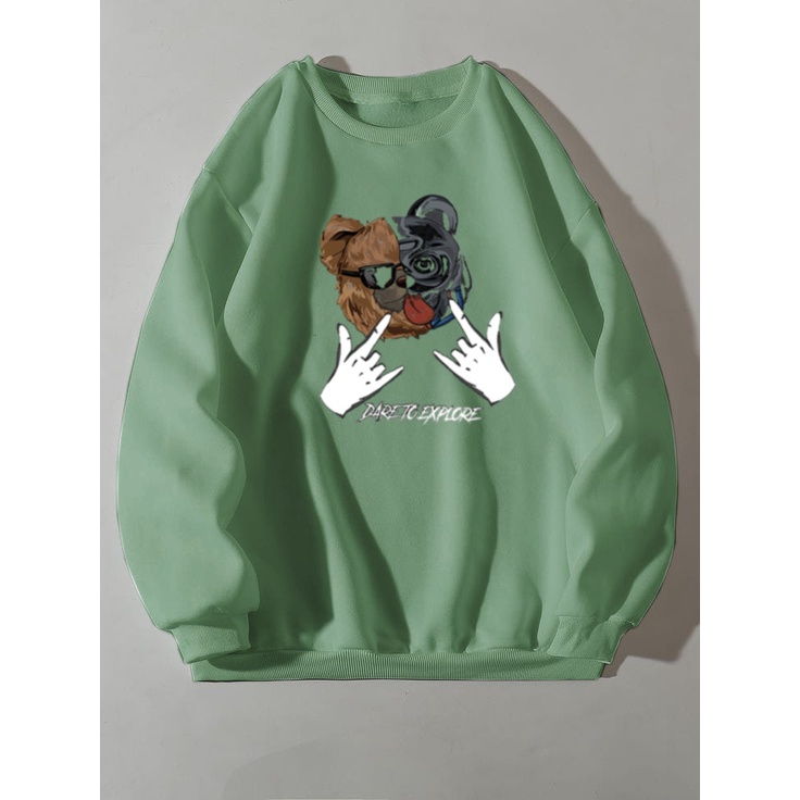 Sweater Crewneck TEDDY BEAR Sweater Pria Wanita (BISA COD)