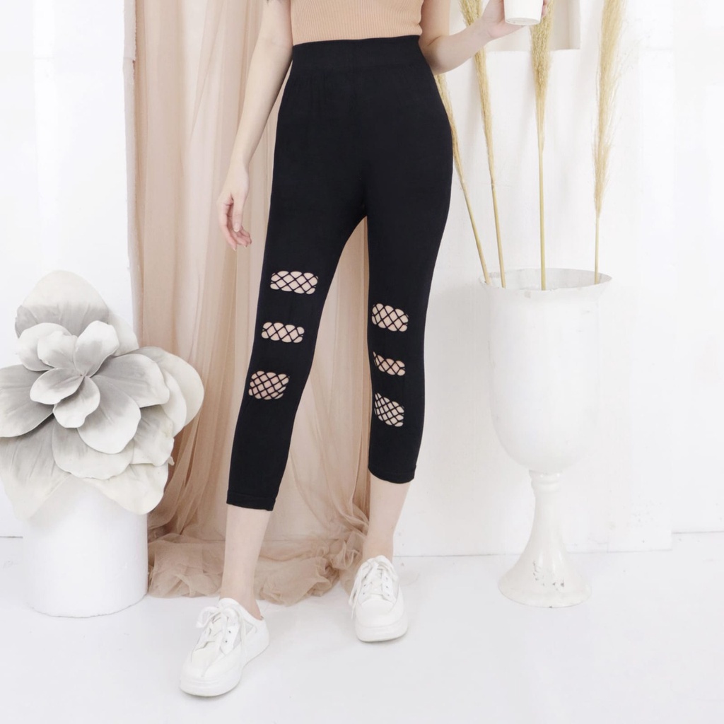 LEGGING HIGHWAIST IMPORT JALA-JALA SOBEK PENDEK 7per8 / LEGING FASHION WANITA / LEJING MURAH