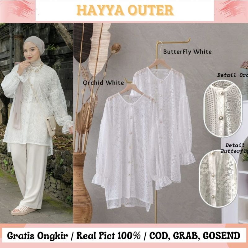 HAYYA OUTER / OUTER BRUKAT PUTIH KONDANGAN / OUTER LACE