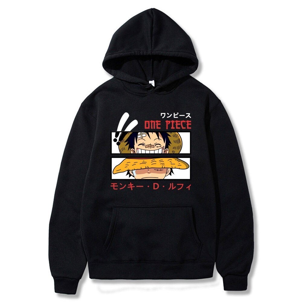 One Piece smile and angry Sweater Hoodie Trendy II One Piece smile and angry  Jumper Hoodie II  Sweter Oblong Topi Sz M - XL ( Pria &amp; Wanita / Anak &amp; Dewasa )
