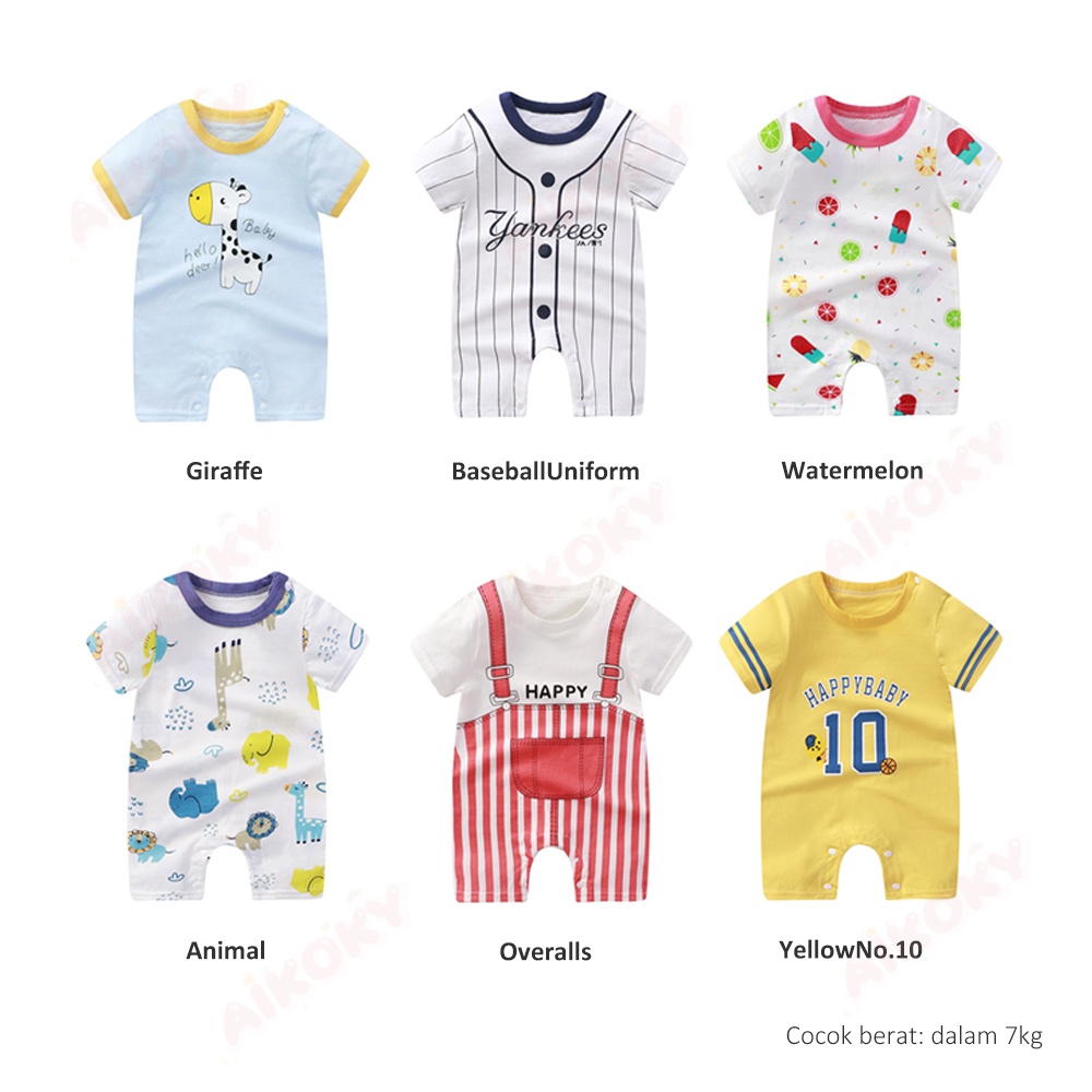 Aikoky Romper Baju Bayi Newborn/Jumper Pendek Bayi Lucu 0 6 bulan