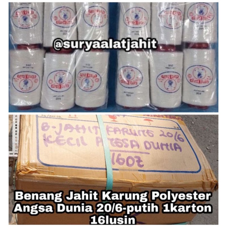 Benang Karung 20/6 Angsa putih 1karton 16lusin =rp.1.800.000/16lsn