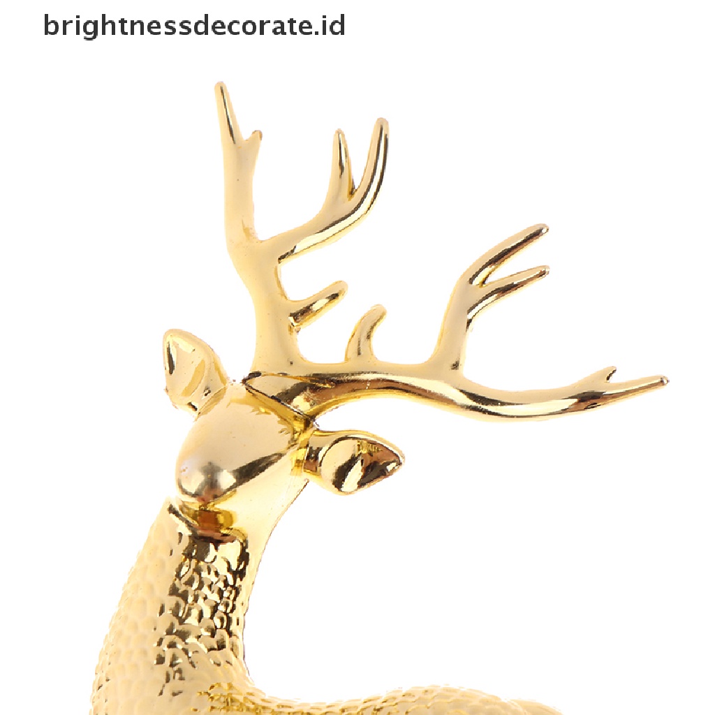 [Birth] 1pc Natal Elk Plastik Golden Cake Topper Dessert Dekorasi Hadiah Anak [ID]