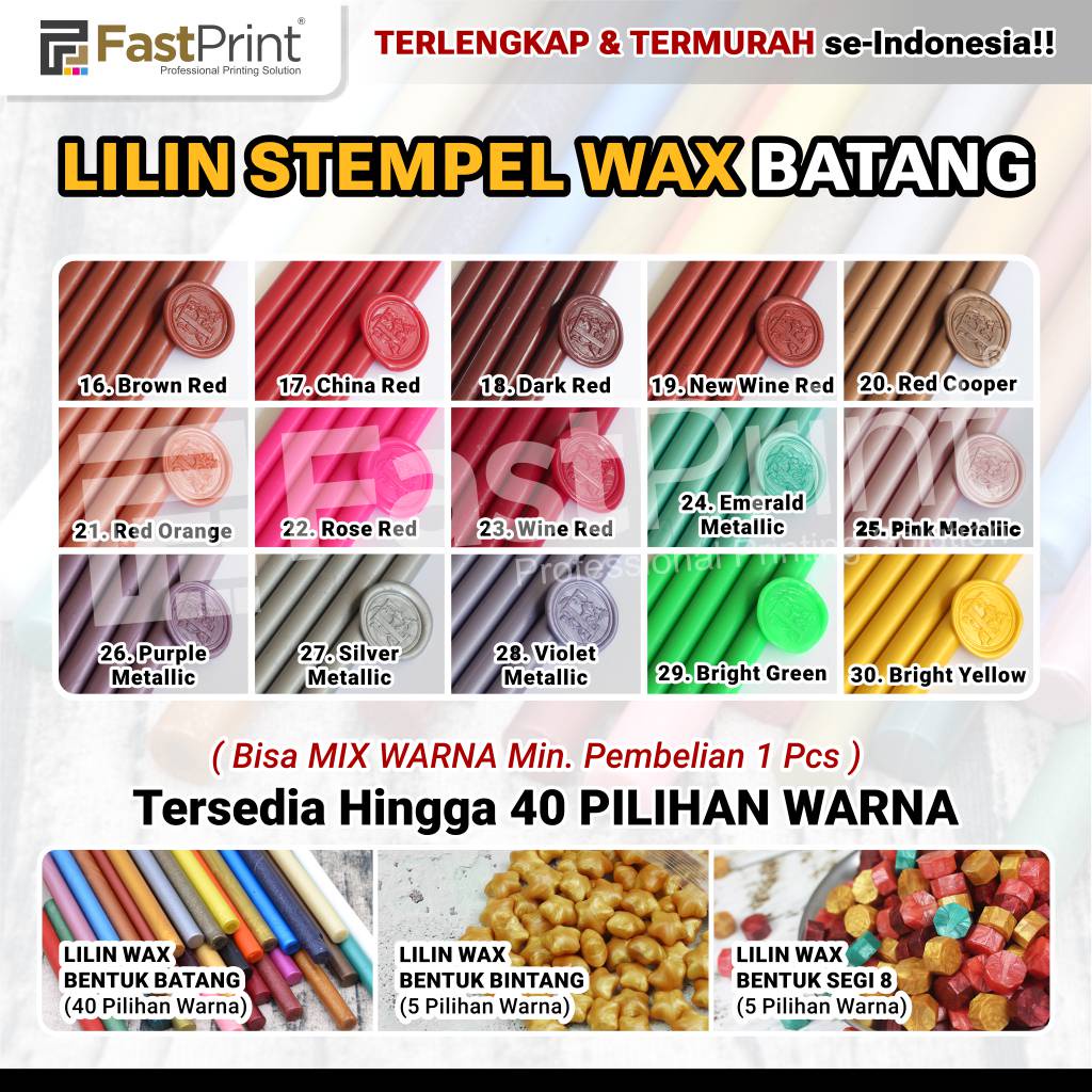Stempel Lilin Seal Wax Segel Stempel Sealing Stamp Batang Warna