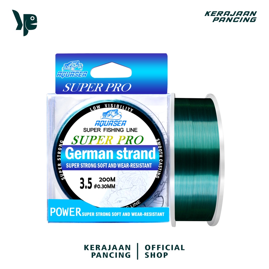 KERAJAAN PANCING - Senar Pancing Germany Aquasea Panjang 200m  Nilon Warna Hijau Senar Set Peralatan