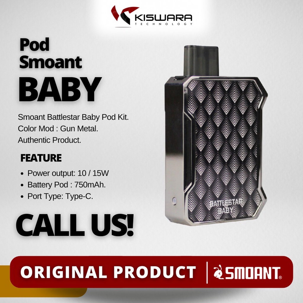 Smoant Battlestar Baby AIO Pod Kit - GUN METAL [Authentic] KiswaraBandung