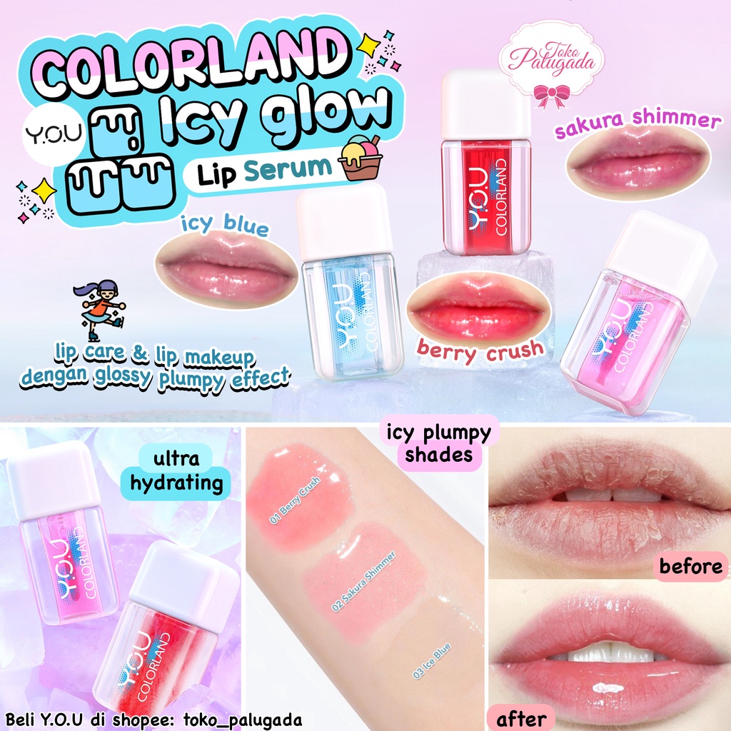 [BISA COD] YOU Colorland Icy Glow Lip Serum - Lip Serum You - You Icy glow - Lipstick YOU