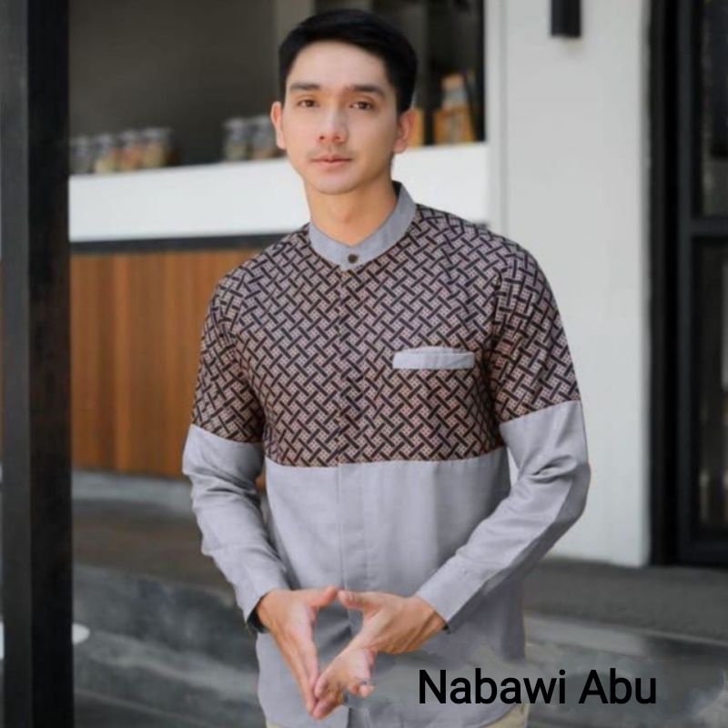 Baju Koko Kurta Lengan Panjang Nabawi Motif Batik Terbaru