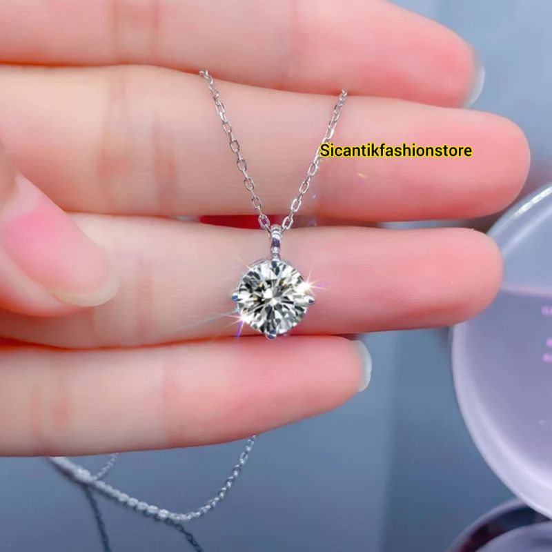 Kalung Titanium Fashion Wanita Liontin Perak Silver Trending Lapis Emas 925 Terlaris Kalung Wanita Ranta Nuri Liontin Mata Satu Anti Karat Selamanya