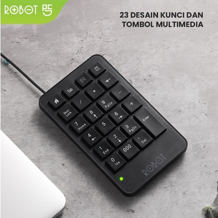 ITSTORE ROBOT RK01 Wired Numeric Keypad Black Tombol Multimedia