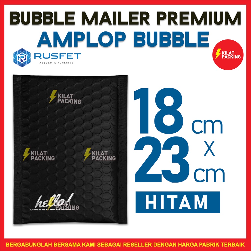 

AMPLOP BUBBLE 18CM X 23CM - BUBBLE MAILER - BUBBLE PACKING HELLO PREMIUM TERMURAH BLACK MATTE