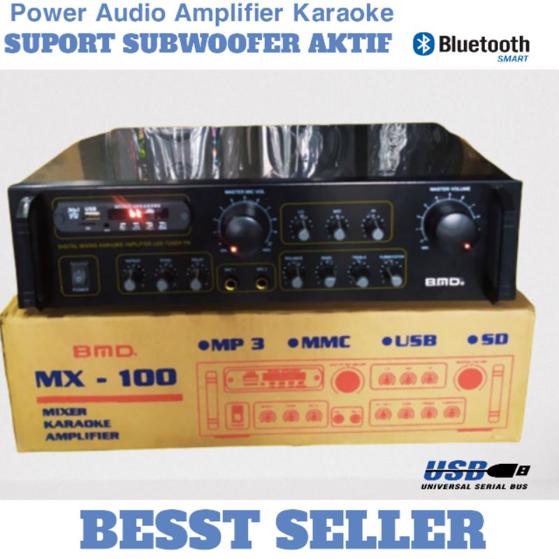 Power Amplifier Bluetooth Karaoke Suport Subwoofer / Amplifier 1000 Watt With Subwoofer Control - BMD MX 100