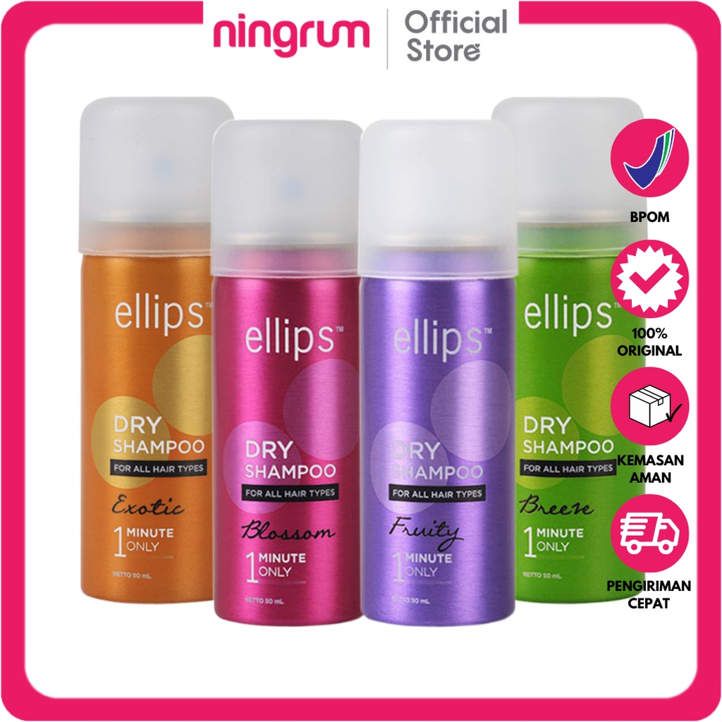 Ningrum - ELLIPS Dry Shampoo 50ml Spray | Perawatan Rambut Anti Lepek Shampoo Kering Wangi Tahan Lama Original BPOM - 5509