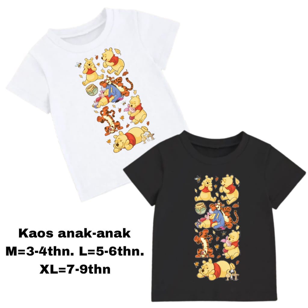 Hzl_outfit Kaos Baju Anak Anak The Pooh/Kaos Anak COD