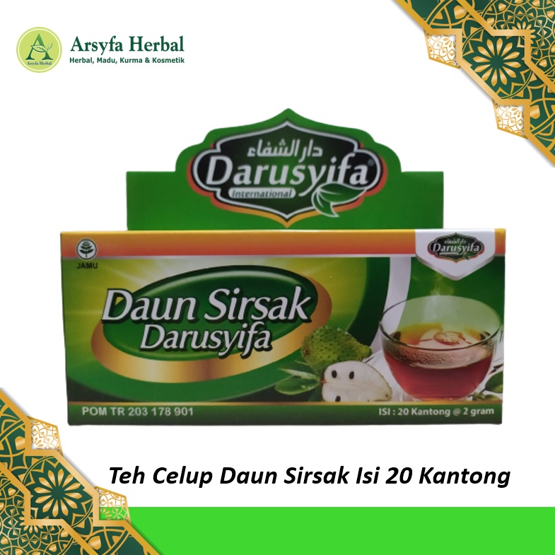 

Teh Herbal Daun Sirsak Premium Darusyifa untuk Kesehatan Jantung, Asam Urat, Kolesterol, dan Penyembuhan Kanker Isi 20 Kantong POM TR