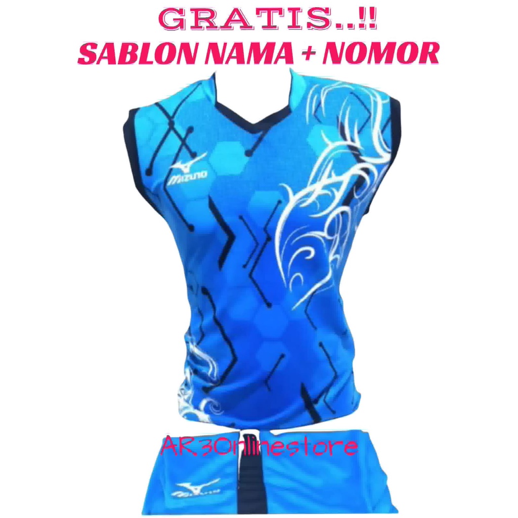 ( FREE SABLON NAMA + NOMOR ) Baju olahraga stelan pria/wanita kaos voli badminton bulutangkis tenis bola futsal terbaru