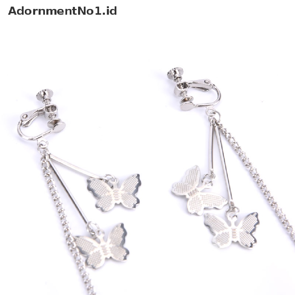 [AdornmentNo1] Kupu-kupu Klip Anting Ear Hook Stainless Steel Klip Telinga Anting Tindik Ganda [ID]