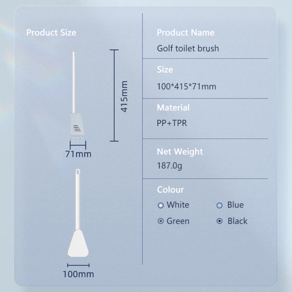 ღ Golf Silikon Toilet Sikat dengan Pemegang Set Gagang Panjang Dinding Tidak Ada Sudut Mati Cleaning Sikat Higienis Kamar Mandi alat Pembersih Wc Aksesoris
