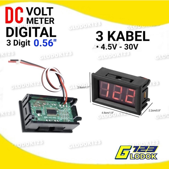 DC Voltmeter 0.56 Inch 4.5 - 30V Mini Digital LED Volt Meter 3 Kabel