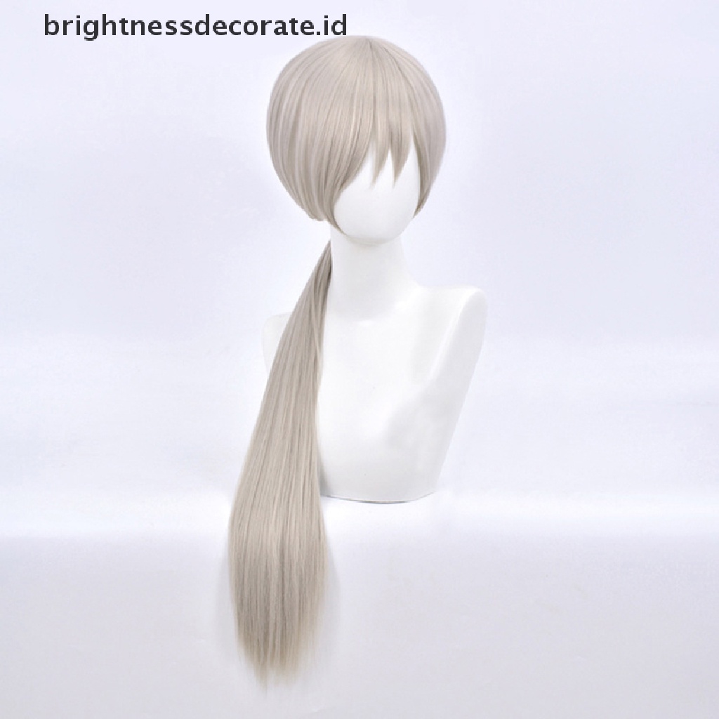 [Birth] Quanxi Wig Rambut Palsu Panjang Silver Grey Anime Chain Man Cosplay Hair Wig Cosplay Sintetis 80cm [ID]