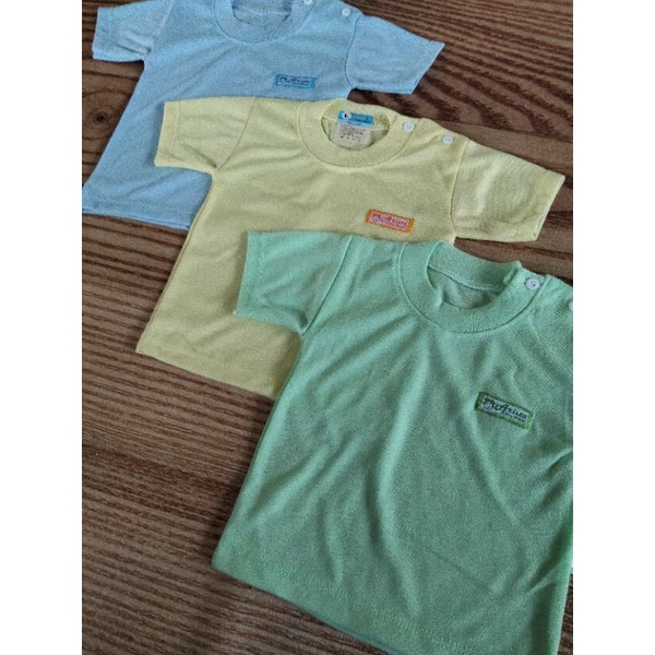 3 pcs ATASAN baju OBLONG bayi tangan pendek kancing bahu ukuran M/L/XL