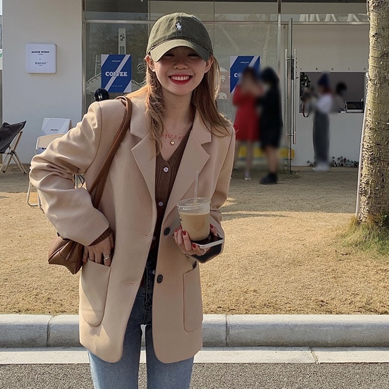 XIAOZHAINV Korean Style Lengan Panjang Jaket Baju Wanita Blazer