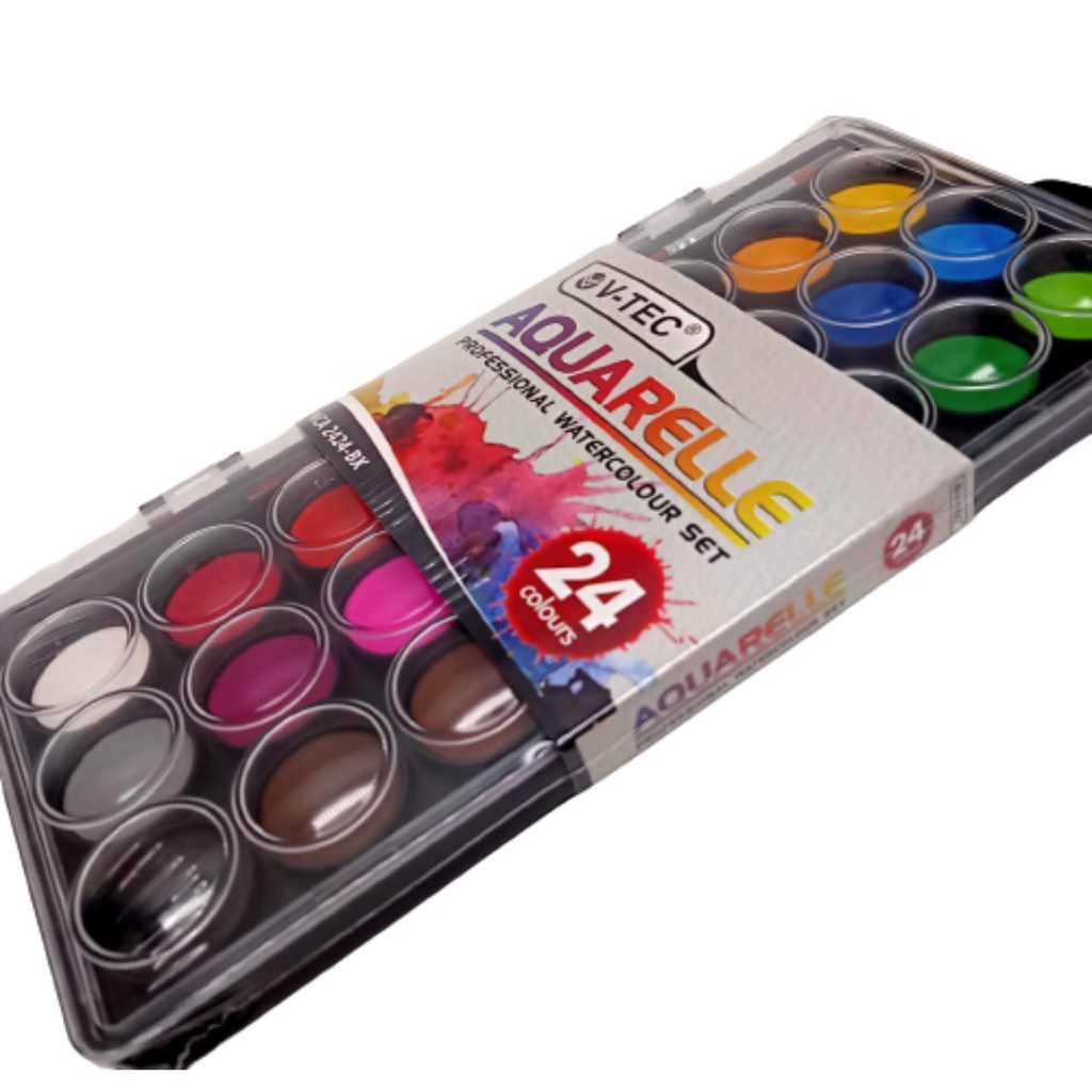 

V-Tec Watercolor 24 Color WCA-2424 / V-Tec Watercolor Cake WCA-2424 / Cat Air V-Tec 12 Warna WCA-2424