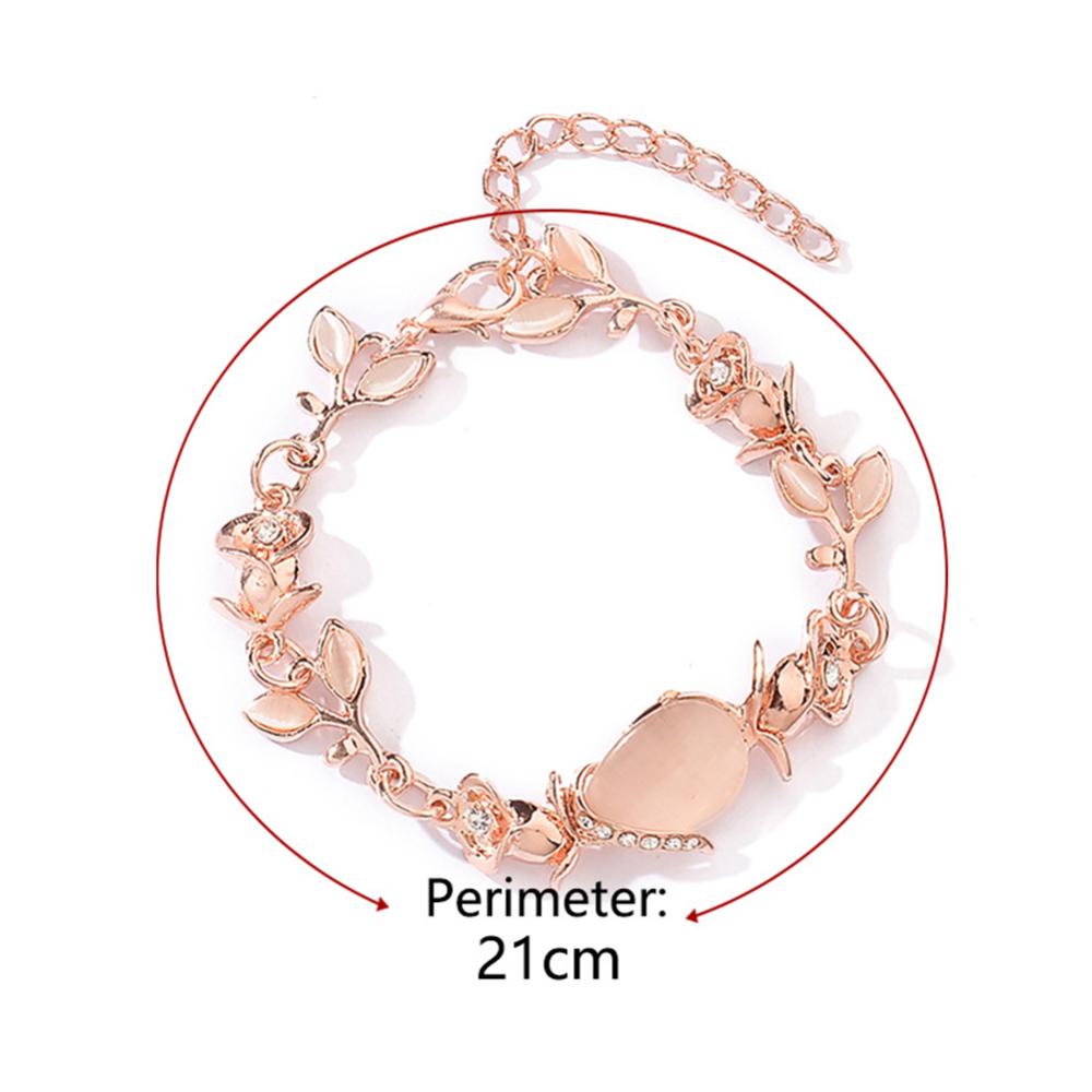 Timekey Opal Daun Gelang Temperamen Serbaguna Rose Gold Adjustable Gelang Wanita Bergaya Tangan Perhiasan Hadiah O8T9