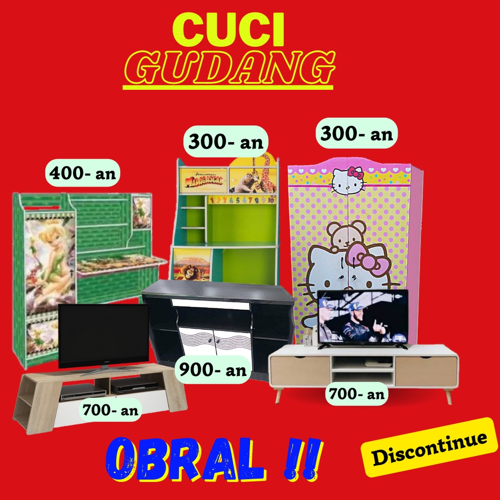 Promo Cuci Gudang Meja Tv Meja Belajar Lemari Pakaian Obral