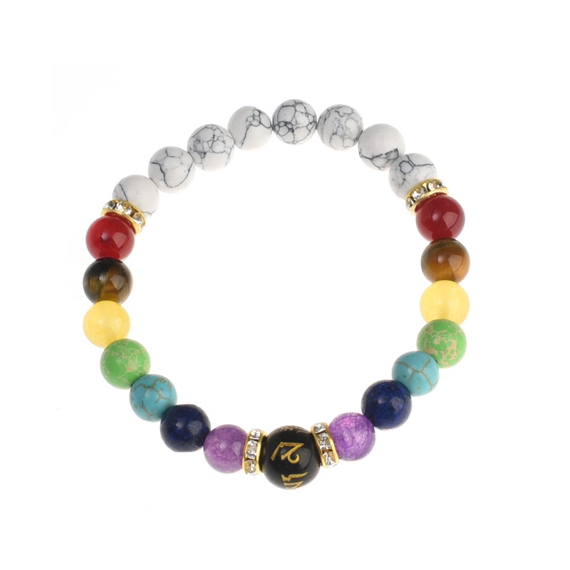 Fashion Seven Chakra Healing Yoga Bracelet/Gelang Yoga Rantai Tali Dikepang