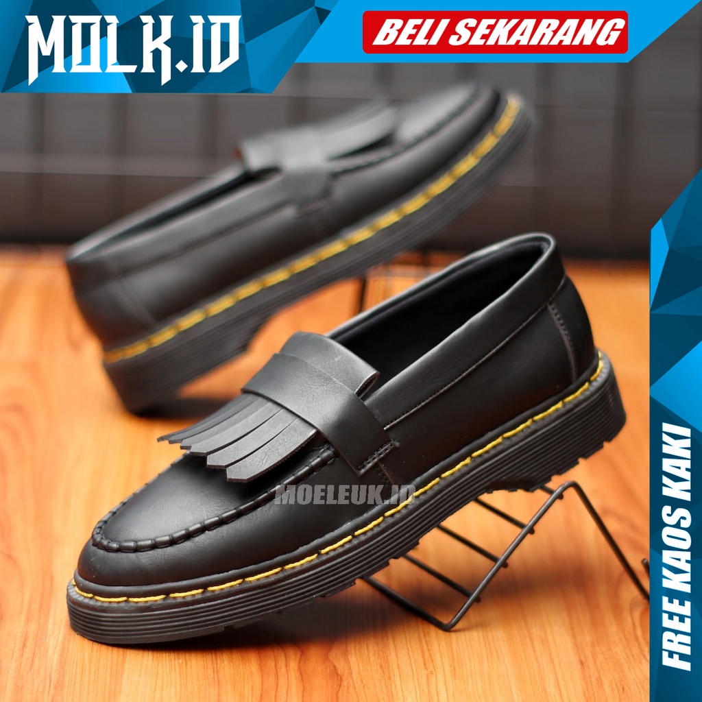 MOLK Sepatu Penny Loafer kulit hitam pria original