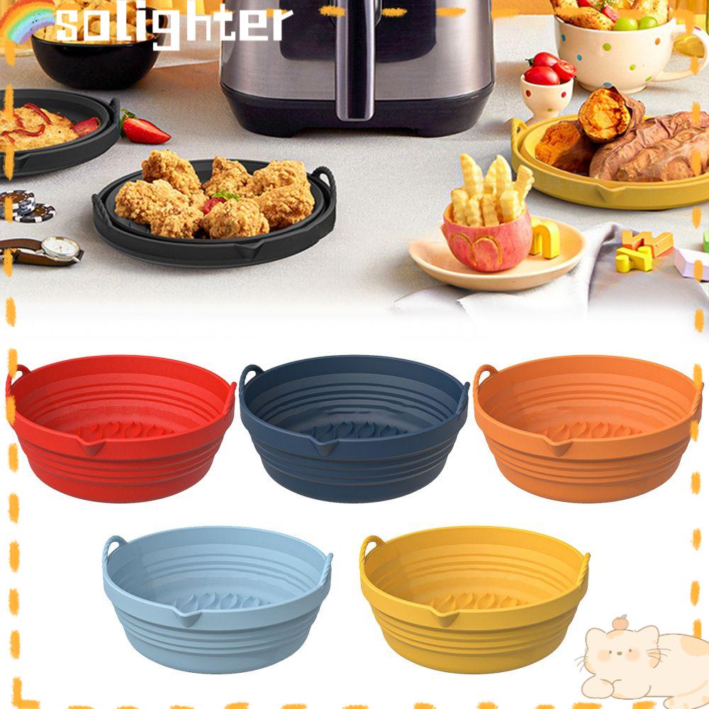 Solighter Panci Silikon Lipat Grill Pot Tray Masak Pizza Plate AirFryer Aksesoris Baking Basket