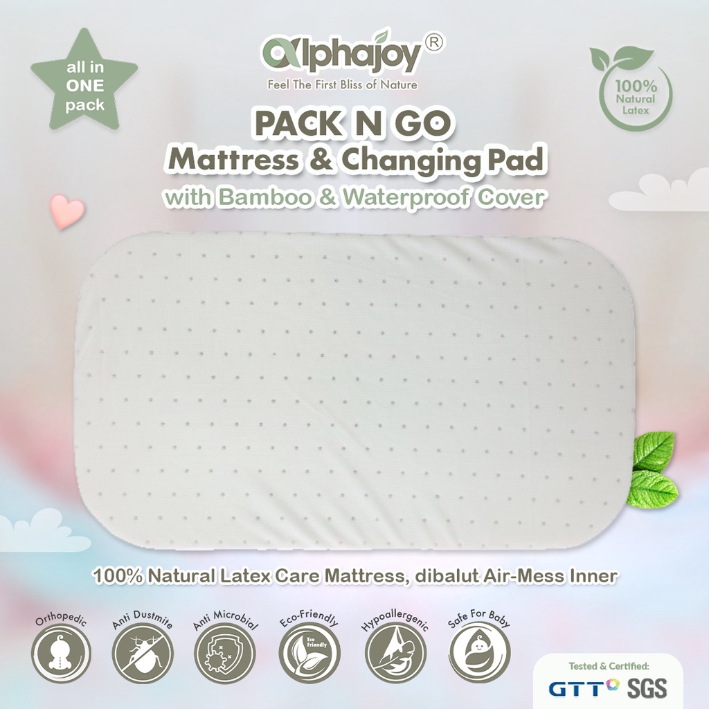 ALPHAJOY PACK N GO MATTRESS &amp; CHANGING PAD LATEX WATERPROOF