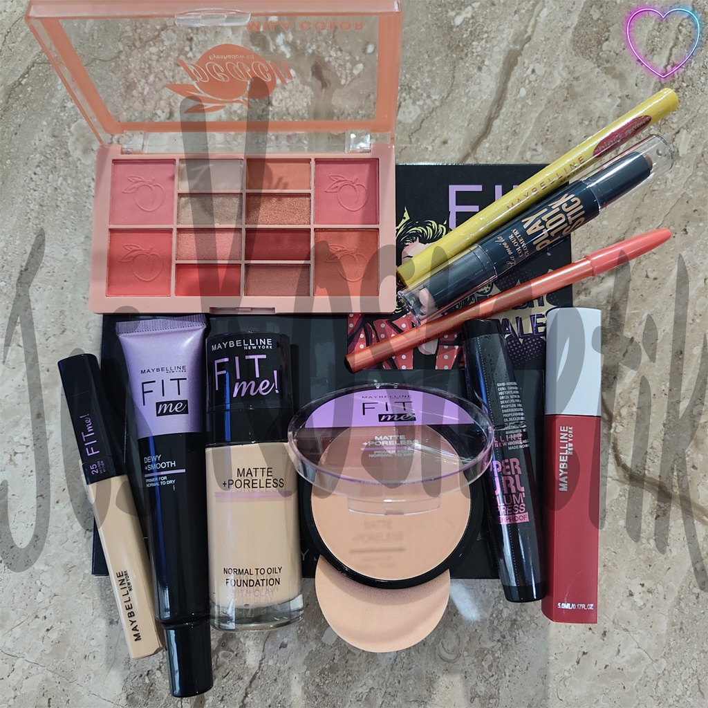 Paket Kosmetik MYB Fit Me Flash Sale 10 in 1 Make Up Set Eyeshadow Lipgloss Mascara