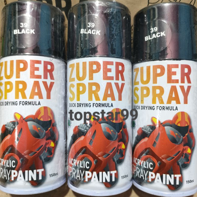 Zuper Pilox Pilok Cat Semprot Warna Black Hitam Glossy 39 150cc Spray Paint